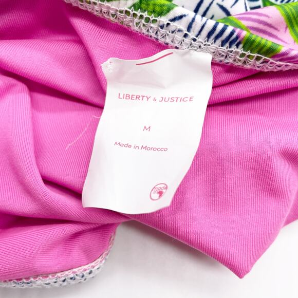 Liberty & Justice Women's Tropical Print Bikini Bottoms Pink & Green Size M - Picture 2 of 4